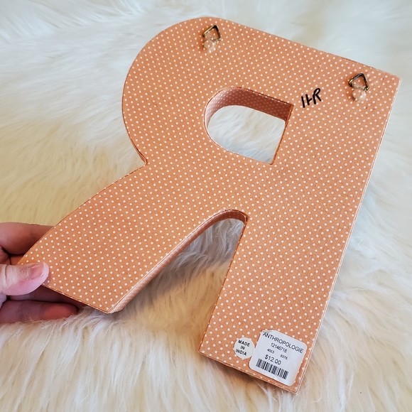 Anthropologie Padded Monogram Orange R Wall Decor - Picture 4 of 7